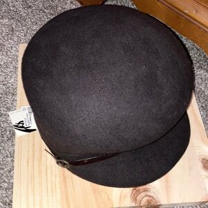 Nine West Chocolate Brown Newsboy Hat 100% Wool New